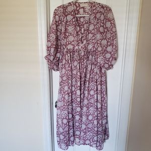 Daughters of India M Kyra Musk Midi Dress Block Print